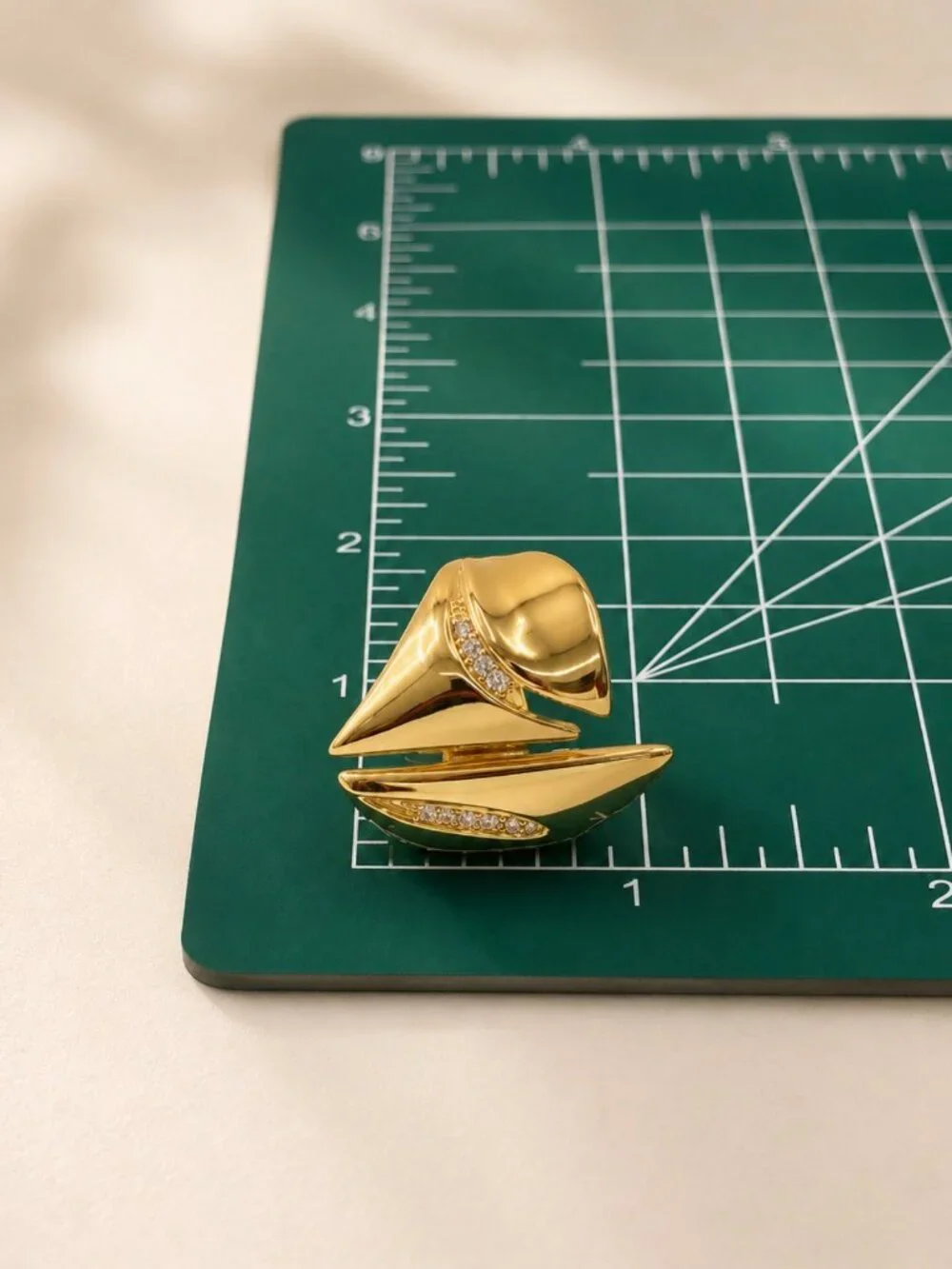 Modern Sculptural Statement Ring-14K Gold Plated-Adjustable NEW! 🔥